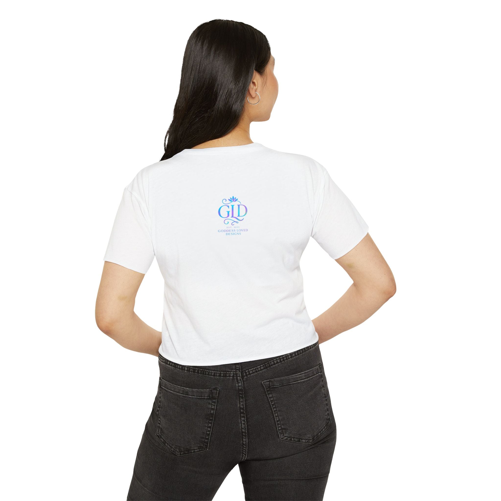 Goddess Empowerment - Cropped Tee |“I Am Worthy of Abundance” Oshun Tee – Sacred Self-Love Tee