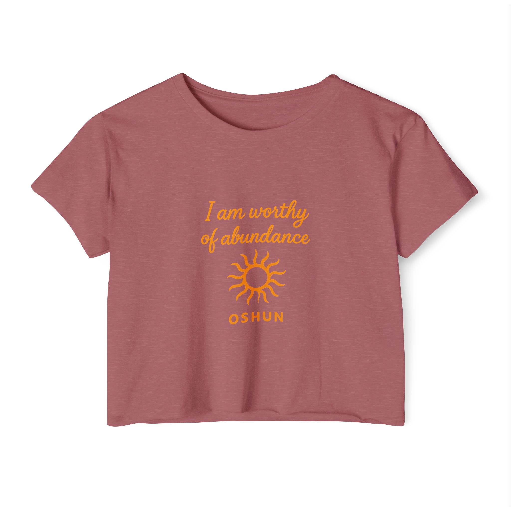 Goddess Empowerment - Cropped Tee |“I Am Worthy of Abundance” Oshun Tee – Sacred Self-Love Tee
