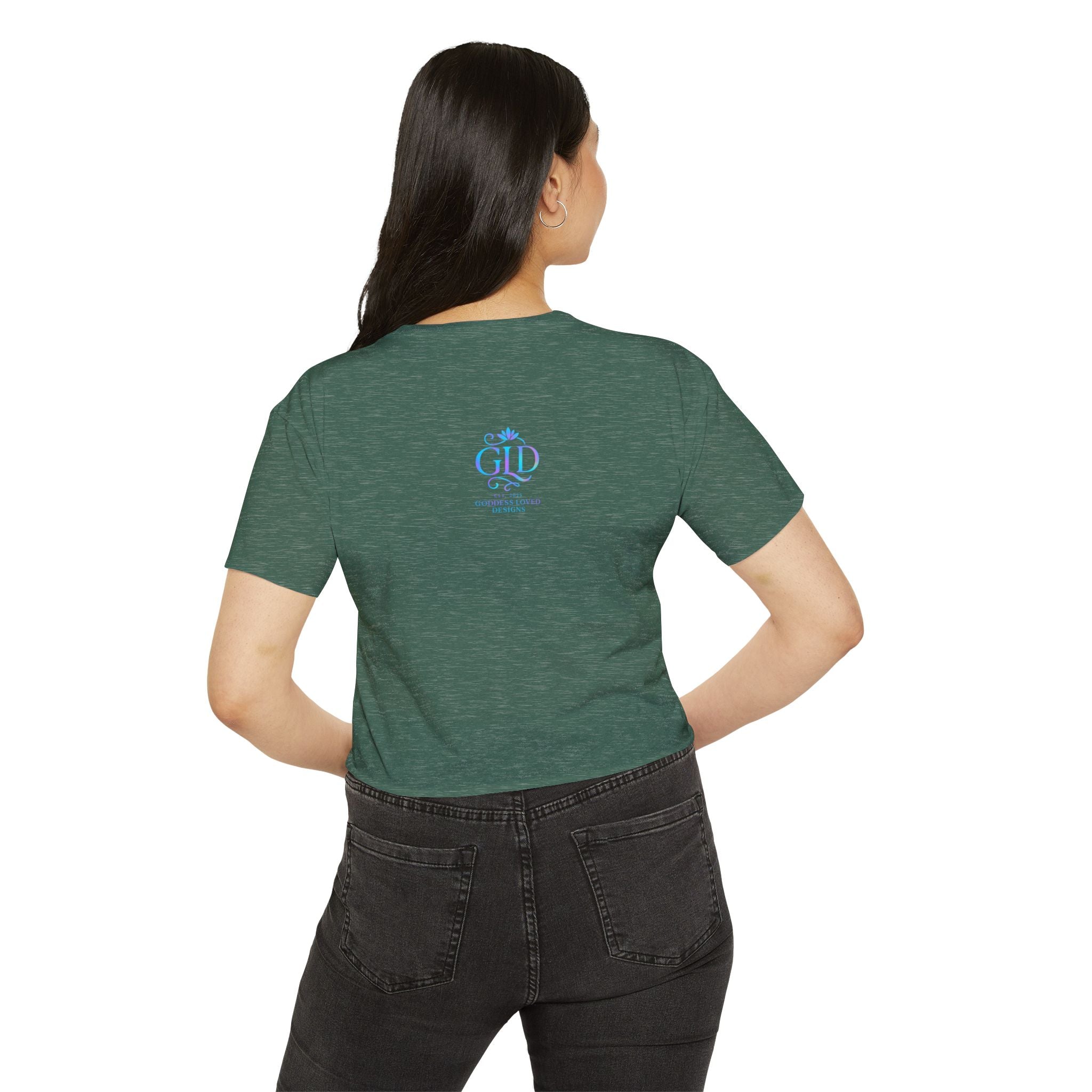 Goddess Empowerment - Cropped Tee |“I Am Worthy of Abundance” Oshun Tee – Sacred Self-Love Tee