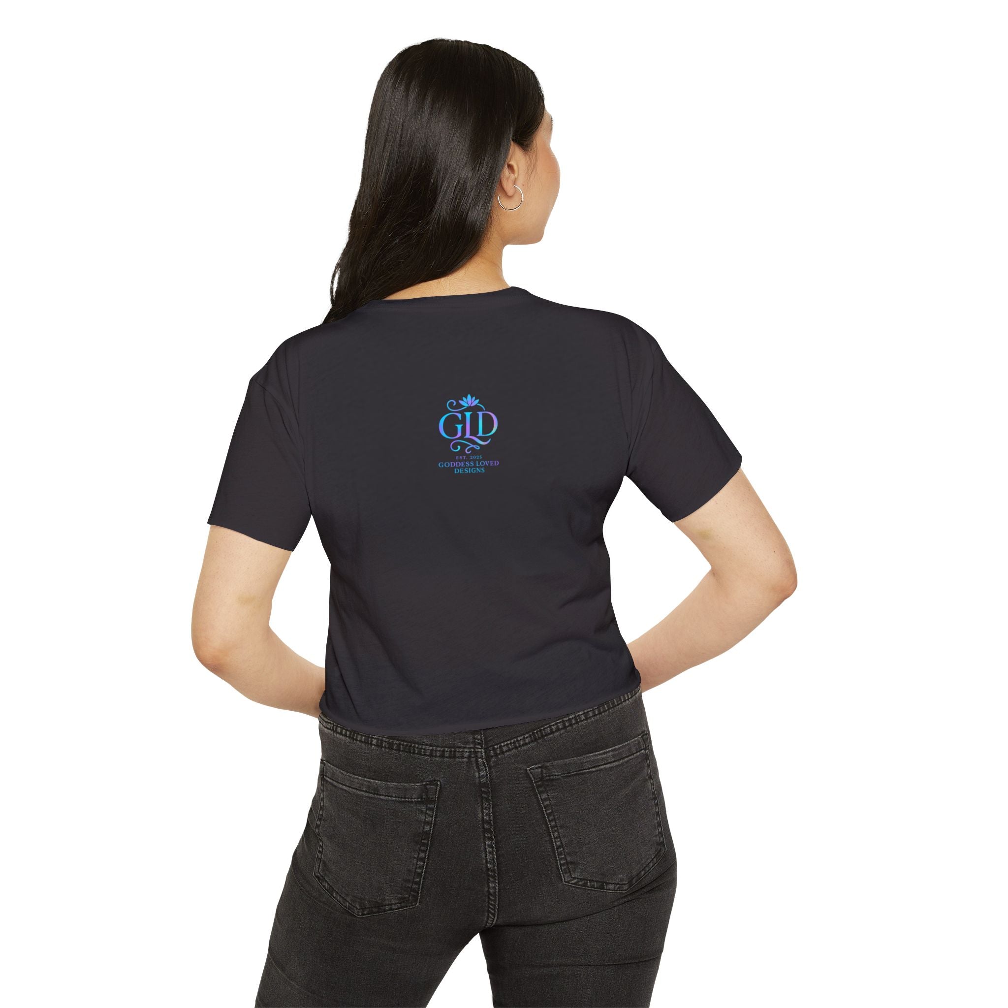 Goddess Empowerment - Cropped Tee |“I Am Worthy of Abundance” Oshun Tee – Sacred Self-Love Tee