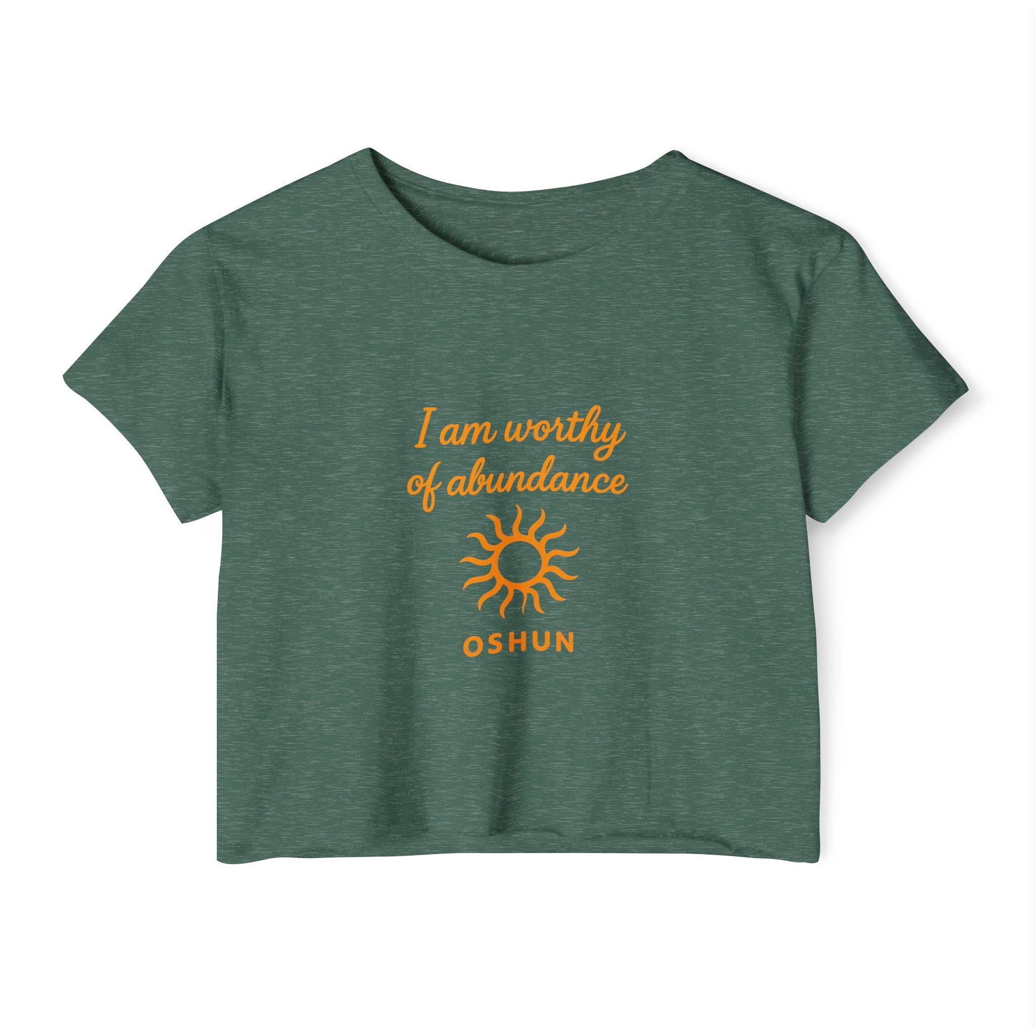 Goddess Empowerment - Cropped Tee |“I Am Worthy of Abundance” Oshun Tee – Sacred Self-Love Tee