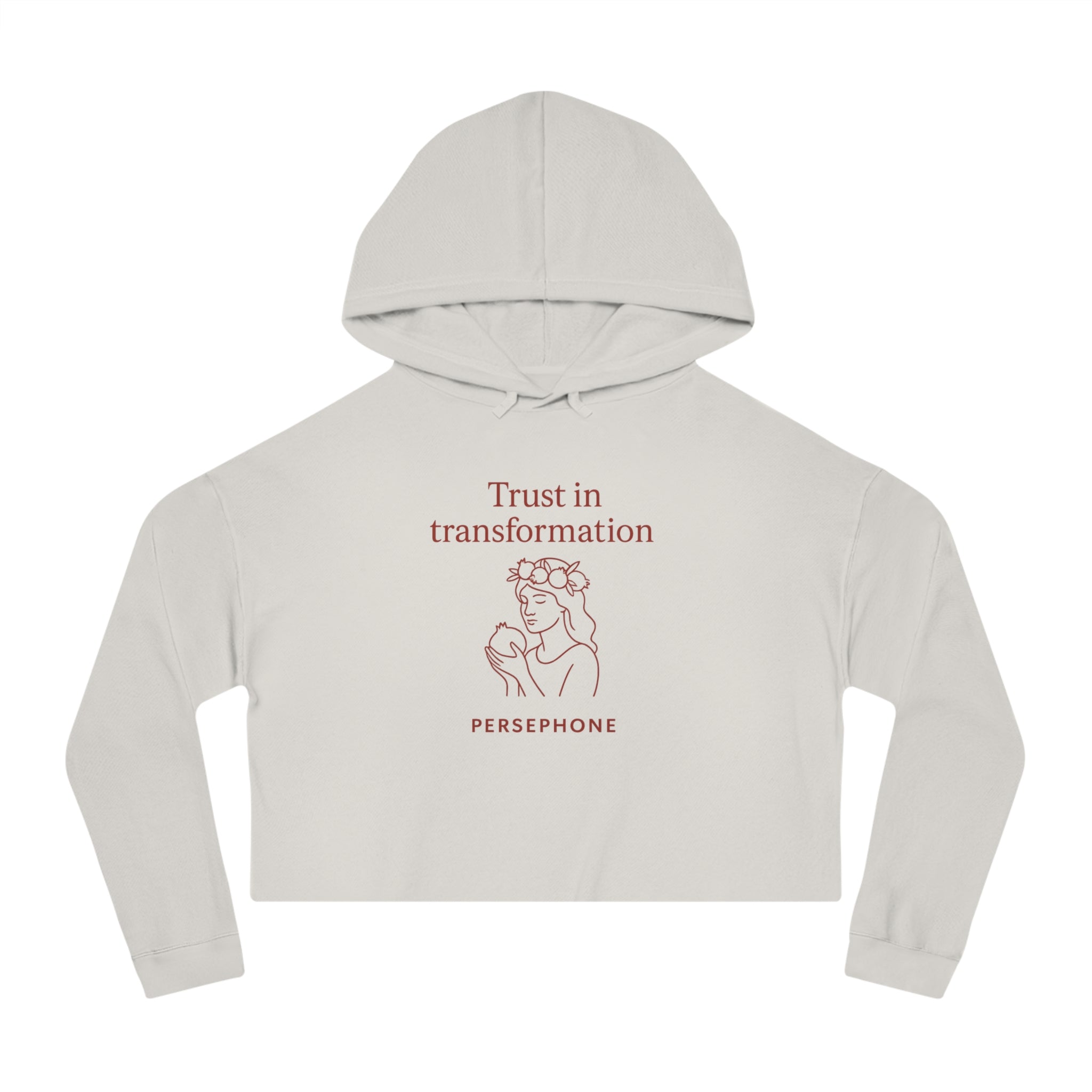 Goddess Empowerment - Cropped Sweatshirt - “I Bloom in Unexpected Places” Persephone Hoodie – Duality & Rebirth Apparel