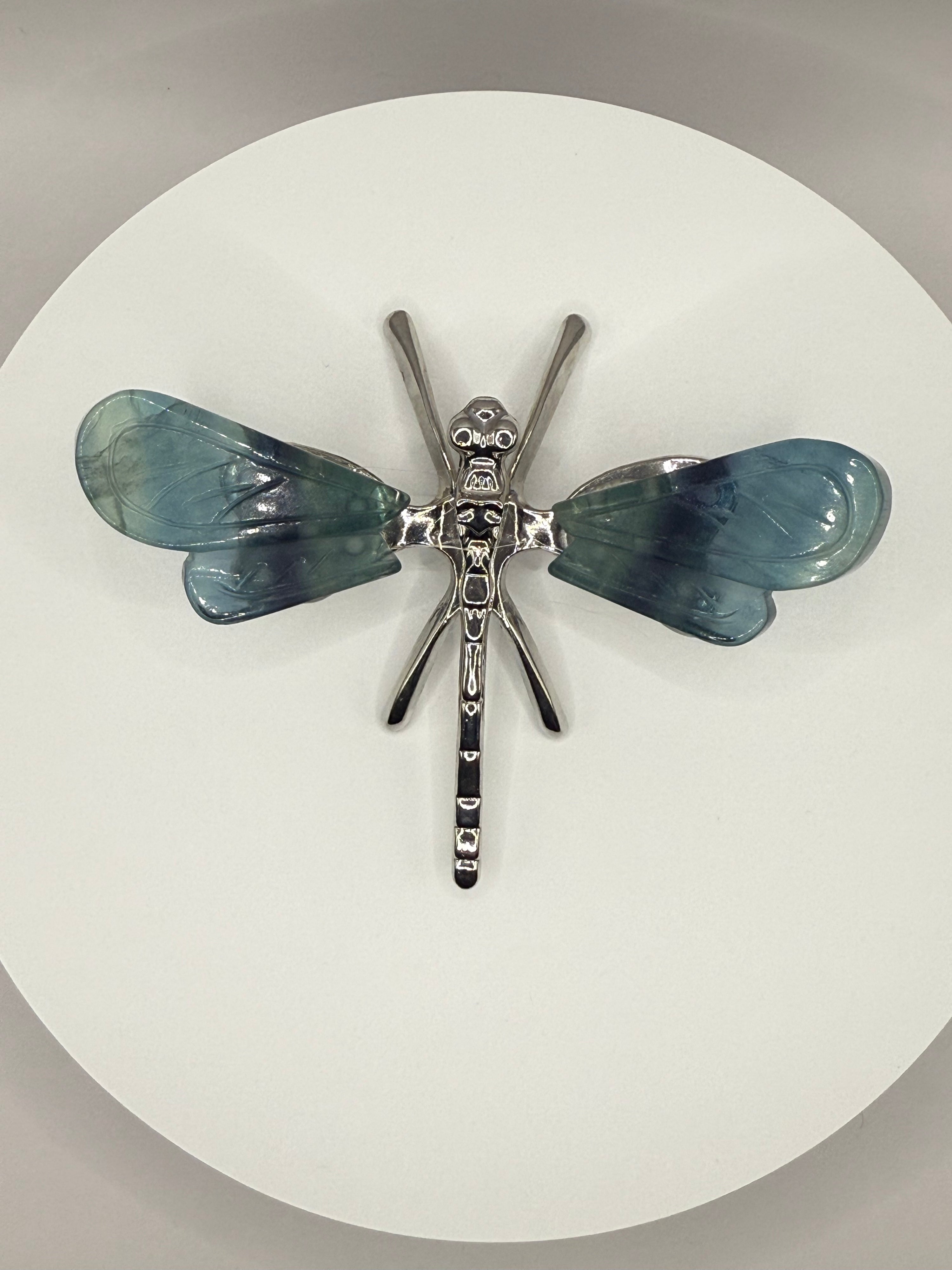Fluorite Winged Dragonfly Figurine