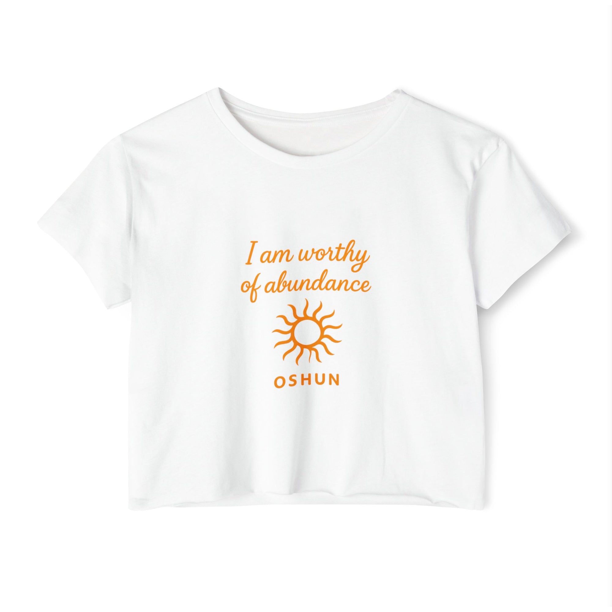 Goddess Empowerment - Cropped Tee |“I Am Worthy of Abundance” Oshun Tee – Sacred Self-Love Tee