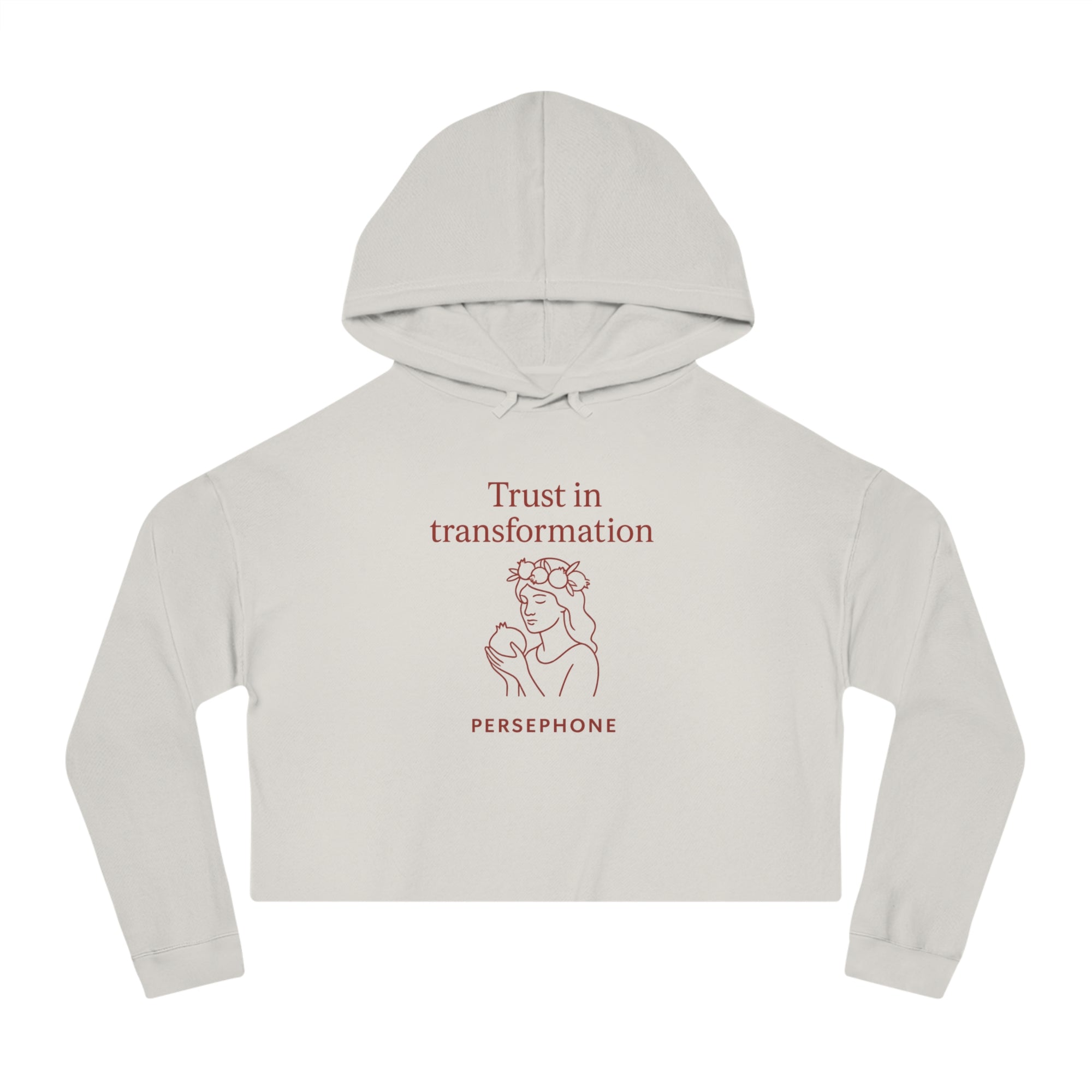Goddess Empowerment - Cropped Sweatshirt - “I Bloom in Unexpected Places” Persephone Hoodie – Duality & Rebirth Apparel