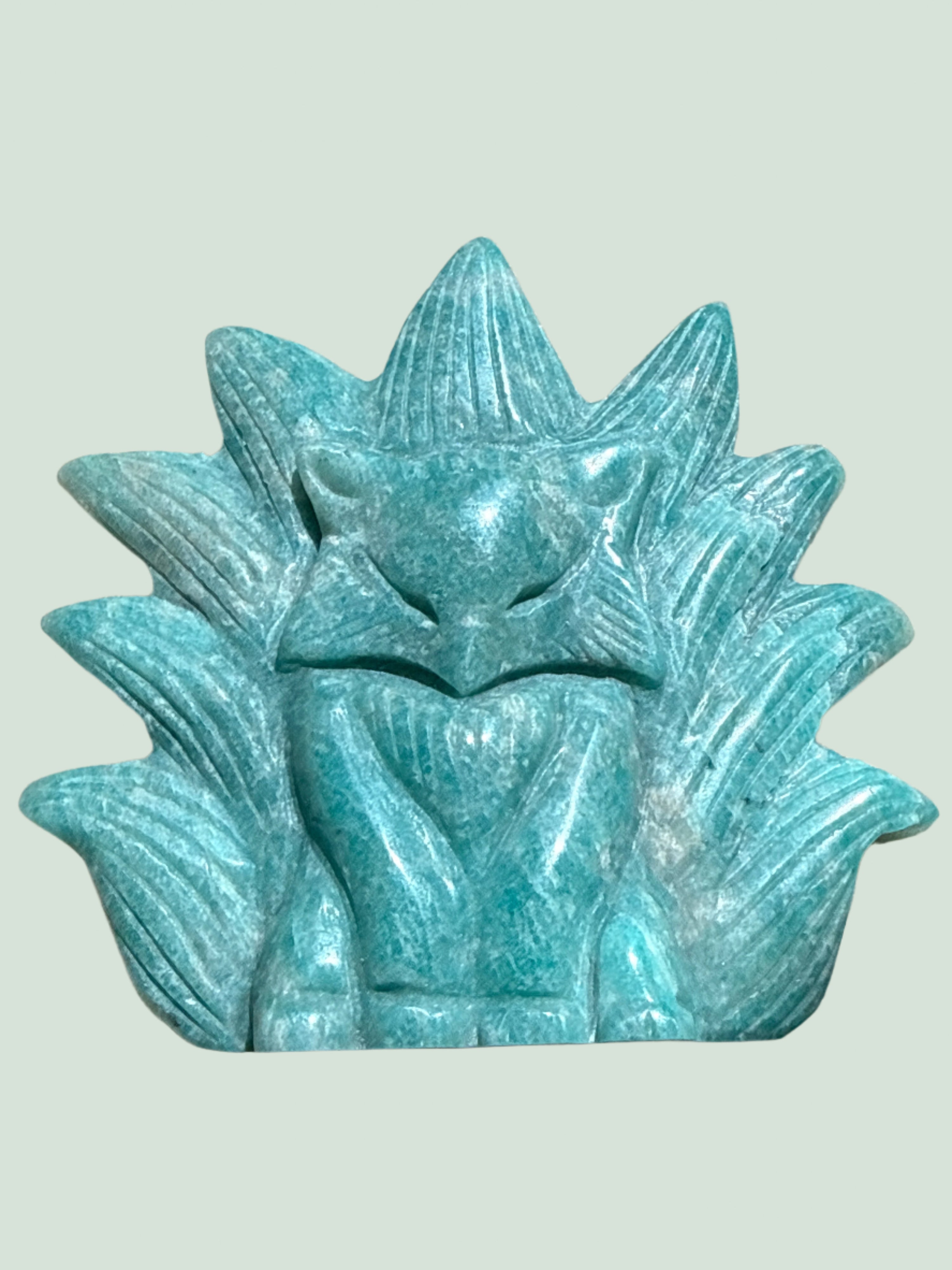 Amazonite 9-Tailed Fox Carving