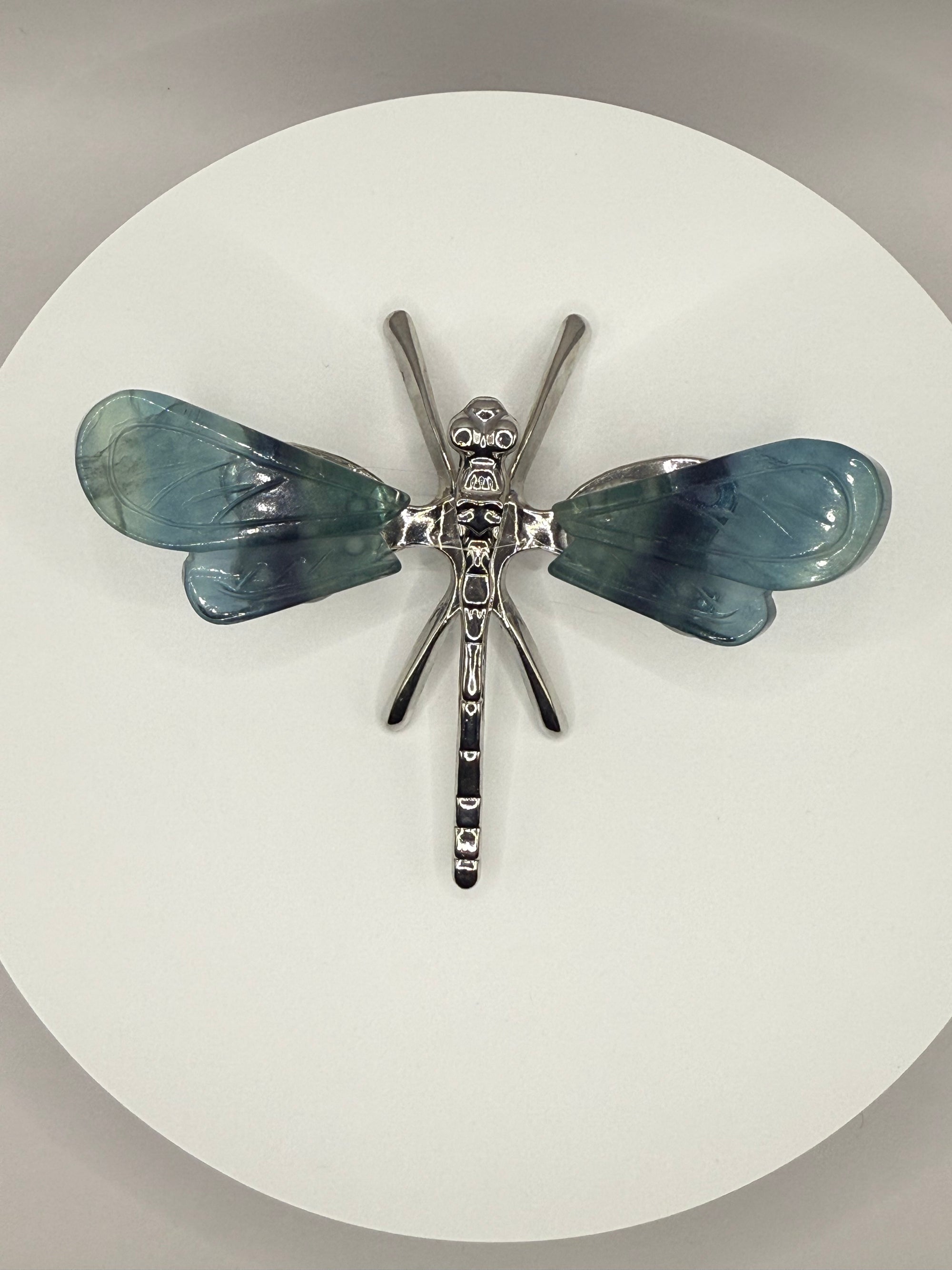 Fluorite Winged Dragonfly Figurine